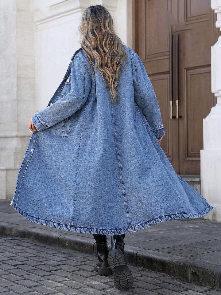 Maya | Longue Veste en Denim Élégante
