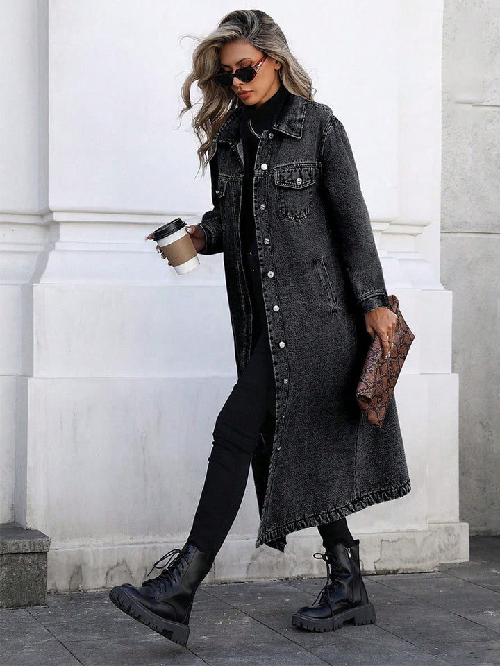 Maya | Longue Veste en Denim Élégante