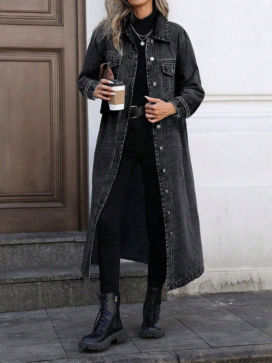 Maya | Longue Veste en Denim Élégante