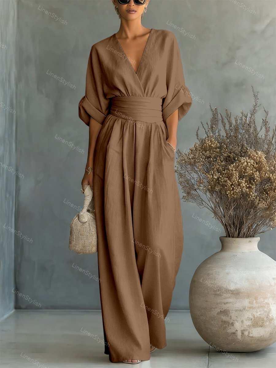 Robe longue fluide taille marquée
