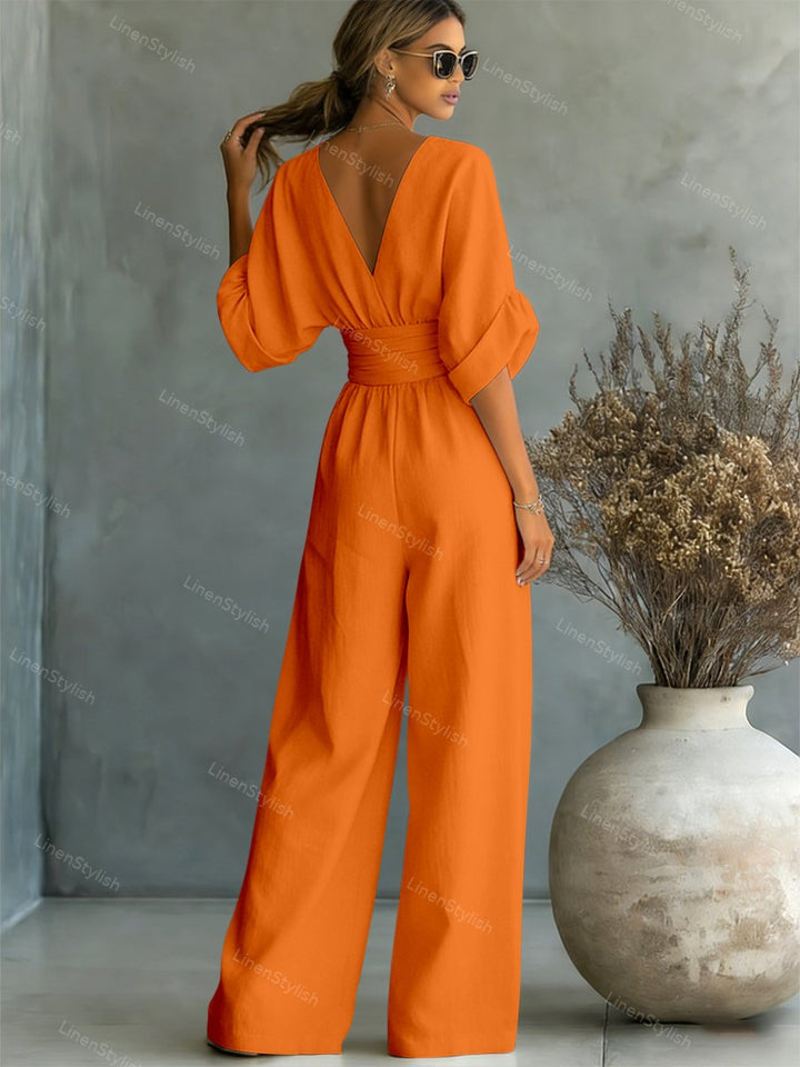 Robe longue fluide taille marquée