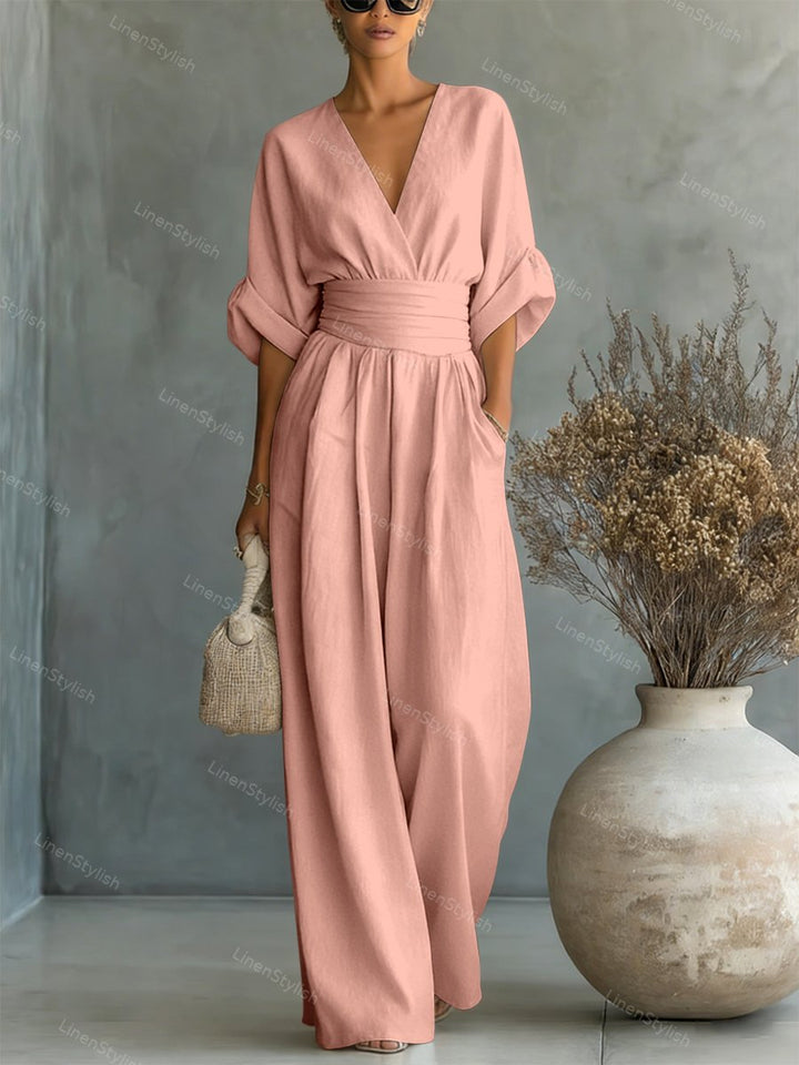 Robe longue fluide taille marquée