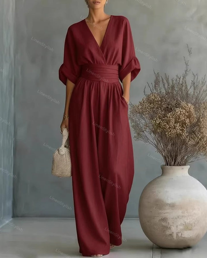 Robe longue fluide taille marquée