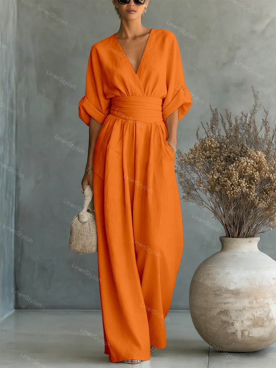 Robe longue fluide taille marquée