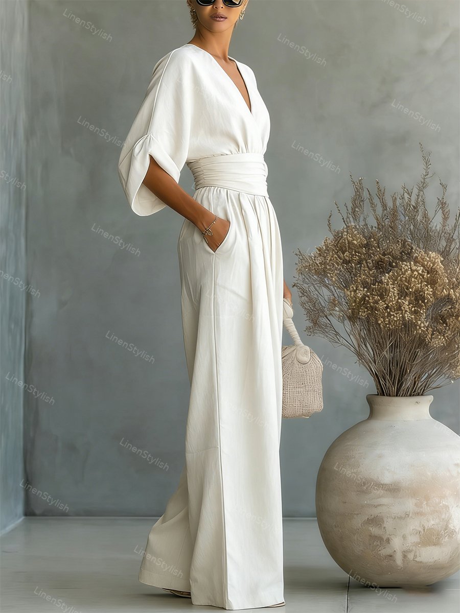 Robe longue fluide taille marquée