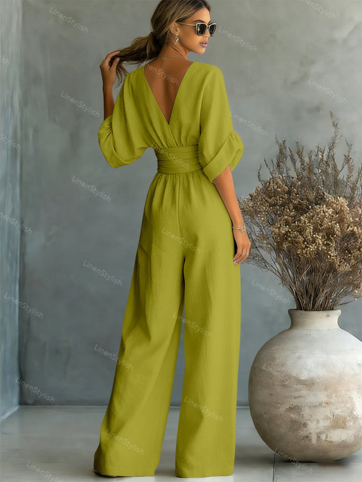 Robe longue fluide taille marquée