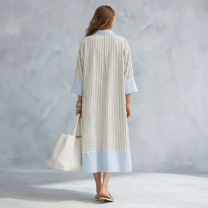 Selina | Robe midi fluide rayée col V