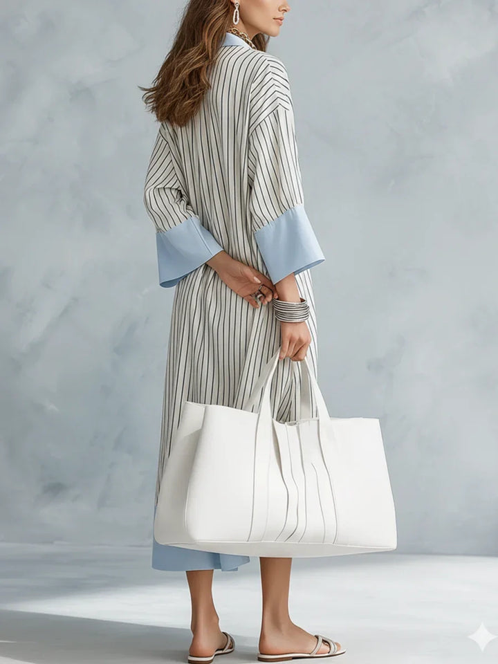 Selina | Robe midi fluide rayée col V