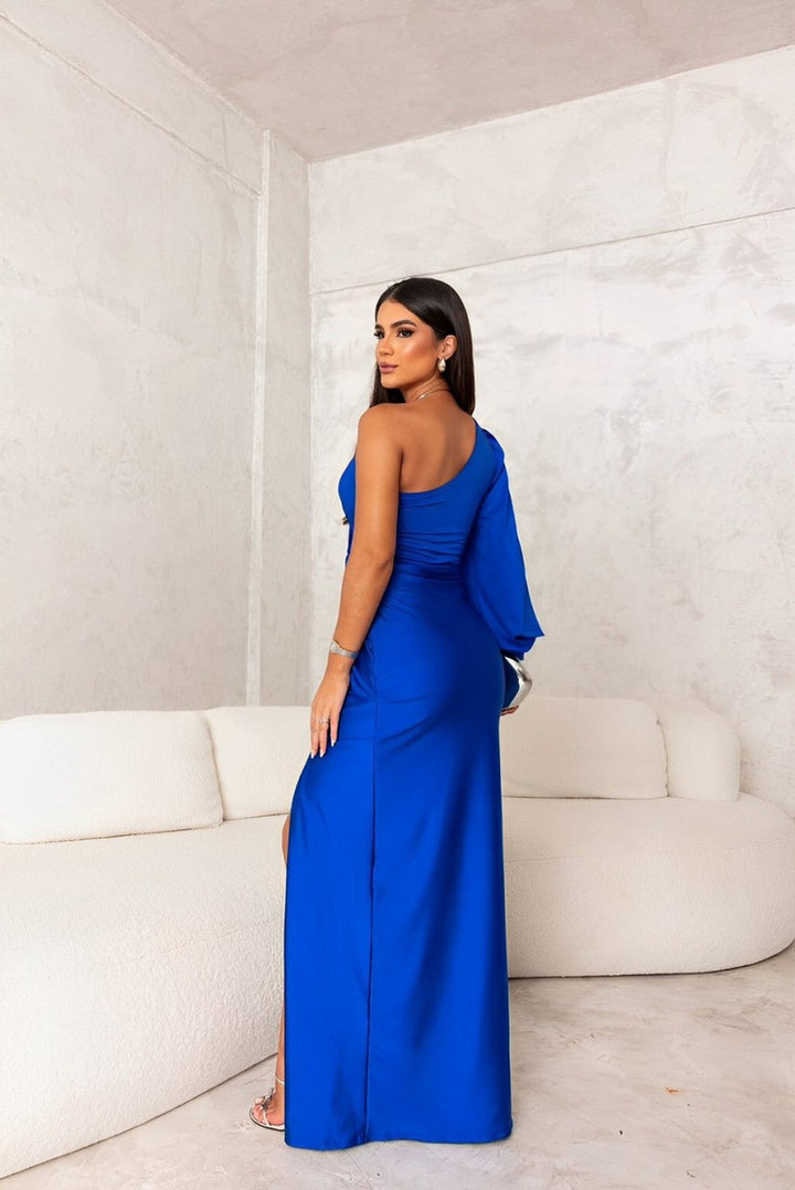 Éloria | Robe longue satinée asymétrique élégante